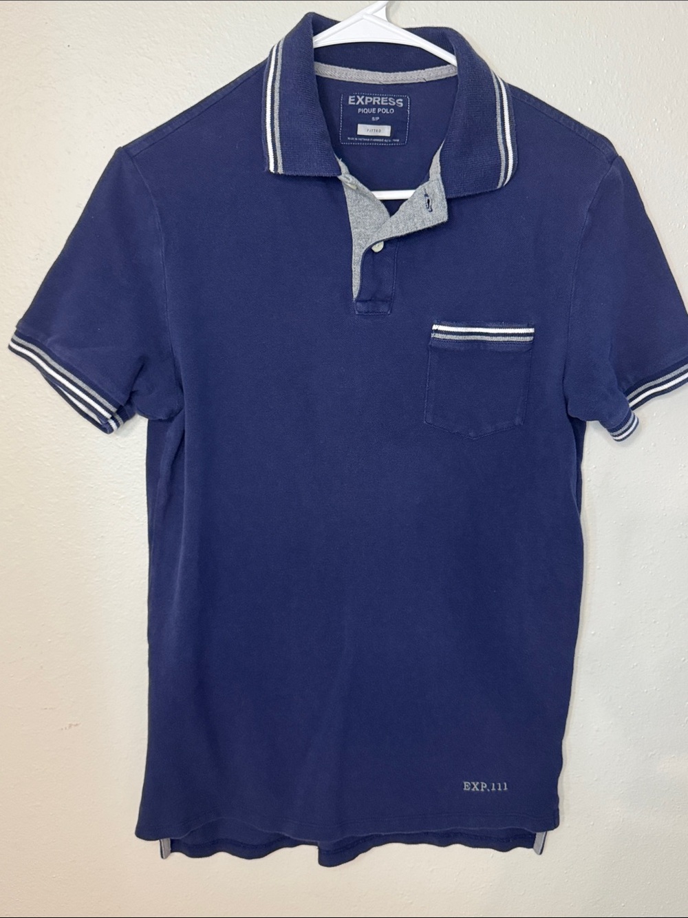 Express Men’s Navy Polo with Gray Trim